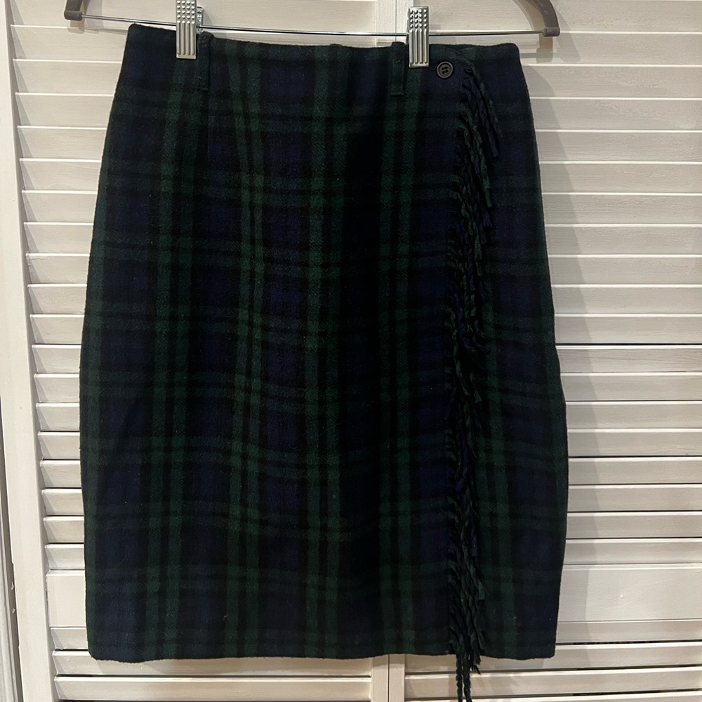 Elegant Black and Green Plaid Pencil Skirt